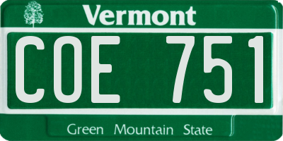VT license plate COE751