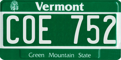 VT license plate COE752