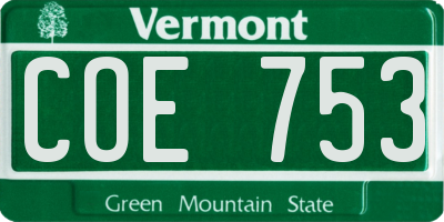 VT license plate COE753