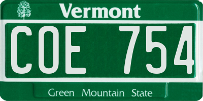 VT license plate COE754