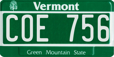 VT license plate COE756
