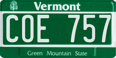 VT license plate COE757