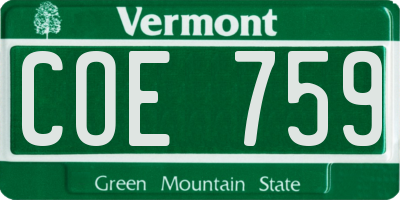 VT license plate COE759