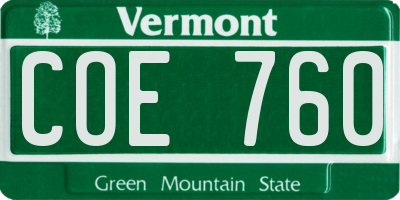 VT license plate COE760