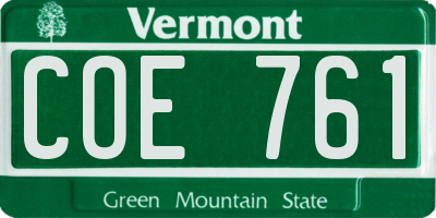 VT license plate COE761