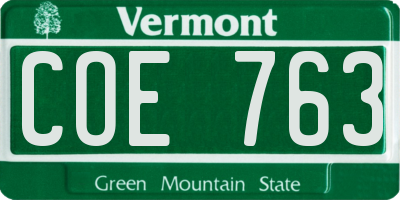 VT license plate COE763