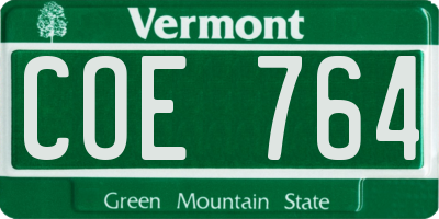 VT license plate COE764