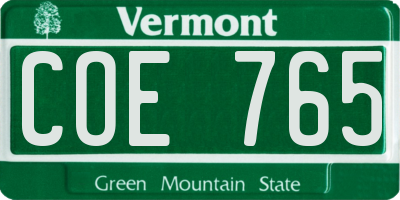 VT license plate COE765