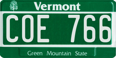 VT license plate COE766