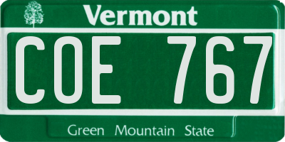 VT license plate COE767