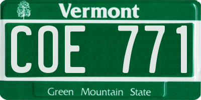 VT license plate COE771