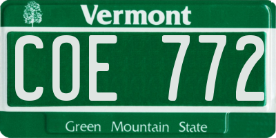 VT license plate COE772