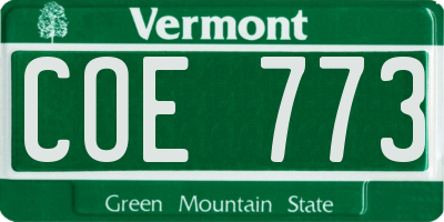 VT license plate COE773