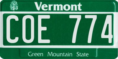 VT license plate COE774