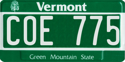 VT license plate COE775