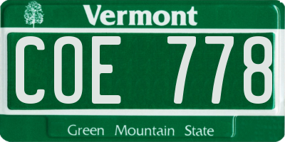 VT license plate COE778