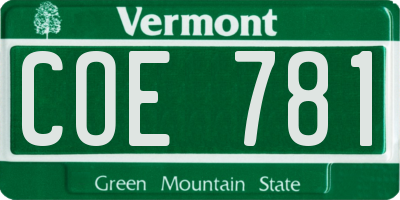 VT license plate COE781