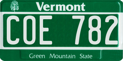 VT license plate COE782