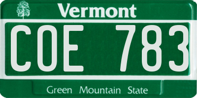 VT license plate COE783
