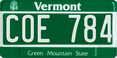VT license plate COE784