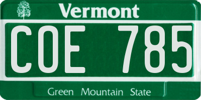 VT license plate COE785