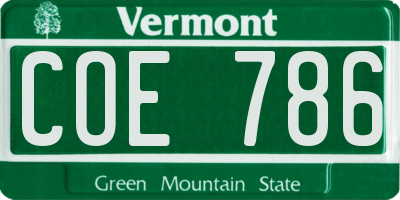 VT license plate COE786