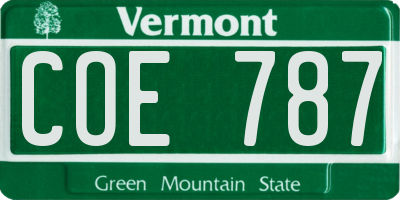 VT license plate COE787