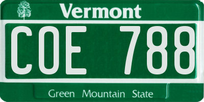 VT license plate COE788