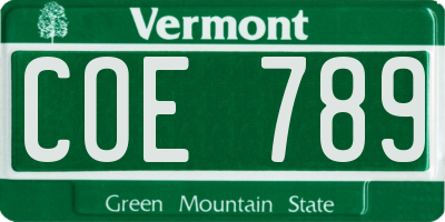 VT license plate COE789