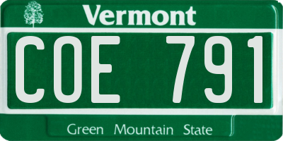 VT license plate COE791