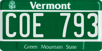 VT license plate COE793