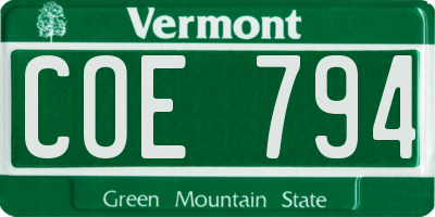 VT license plate COE794