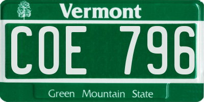 VT license plate COE796