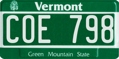 VT license plate COE798