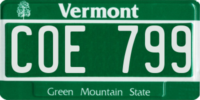 VT license plate COE799