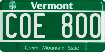 VT license plate COE800