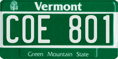 VT license plate COE801
