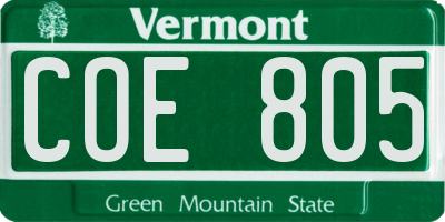 VT license plate COE805