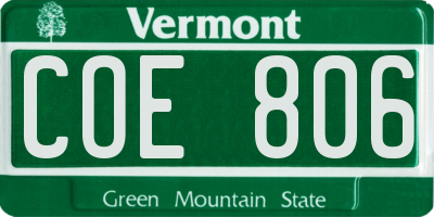 VT license plate COE806