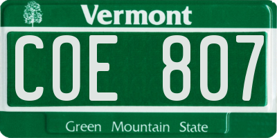 VT license plate COE807