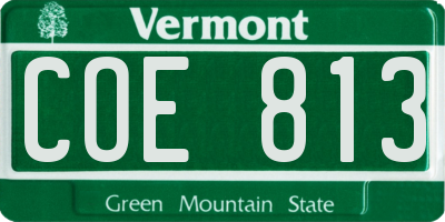 VT license plate COE813