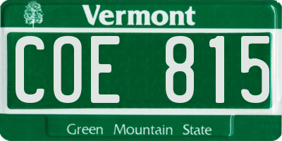 VT license plate COE815