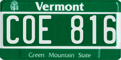 VT license plate COE816