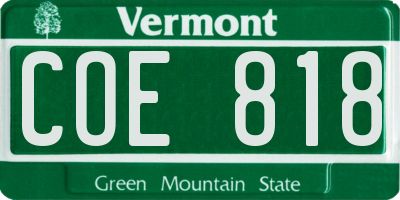 VT license plate COE818