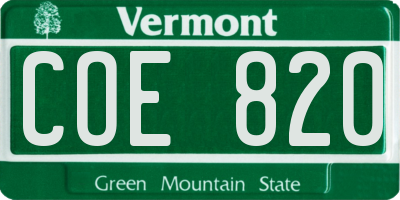 VT license plate COE820