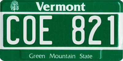 VT license plate COE821