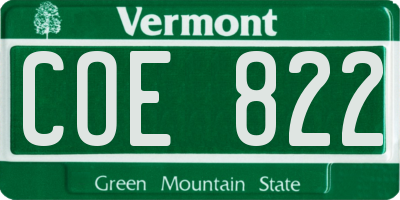 VT license plate COE822