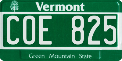 VT license plate COE825