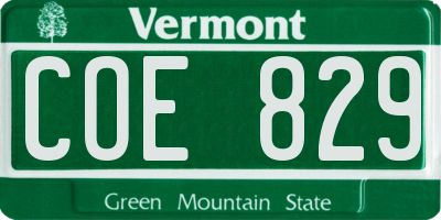 VT license plate COE829