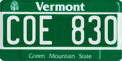VT license plate COE830